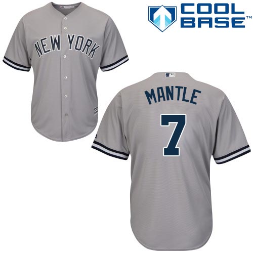 Yankees #7 Mickey Mantle Stitched Grey Youth MLB Jersey