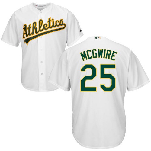 Athletics #25 Mark McGwire White Cool Base Stitched Youth MLB Jersey - Click Image to Close