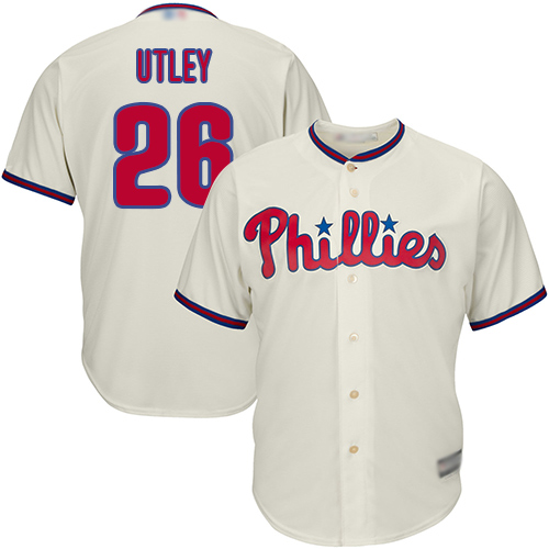 Phillies #26 Chase Utley Stitched Cream Youth MLB Jersey