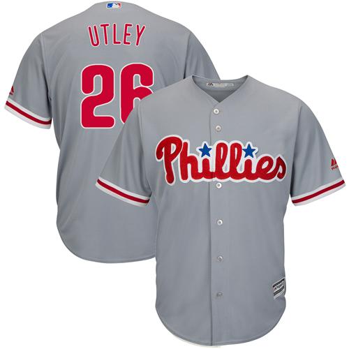 Phillies #26 Chase Utley Grey Stitched Youth MLB Jersey