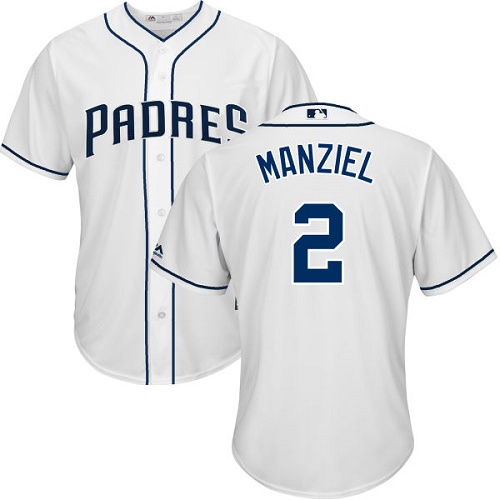 Padres #2 Johnny Manziel White Cool Base Stitched Youth MLB Jersey - Click Image to Close