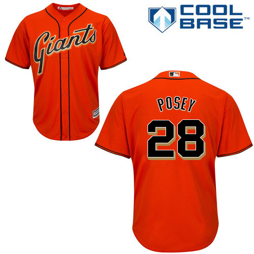 Giants #28 Buster Posey Orange Stitched Youth MLB Jersey