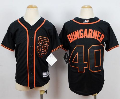 Giants #40 Madison Bumgarner Black Cool Base Stitched Youth MLB Jersey