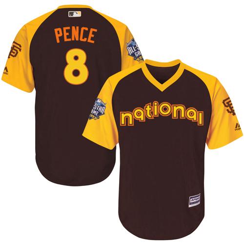 Giants #8 Hunter Pence Brown 2016 All-Star National League Stitched Youth MLB Jersey - Click Image to Close