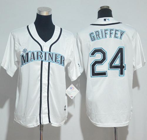 Mariners #24 Ken Griffey White Cool Base Stitched Youth MLB Jersey - Click Image to Close