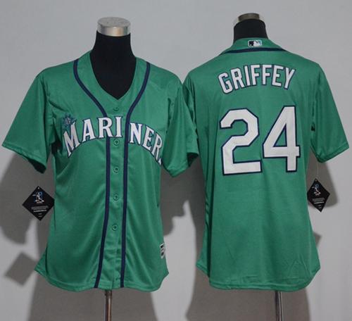 Mariners #24 Ken Griffey Green Cool Base Stitched Youth MLB Jersey - Click Image to Close