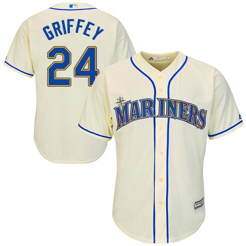 Mariners #24 Ken Griffey Cream Cool Base Stitched Youth MLB Jersey - Click Image to Close