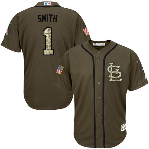 Cardinals #1 Ozzie Smith Green Salute to Service Stitched Youth MLB Jersey - Click Image to Close