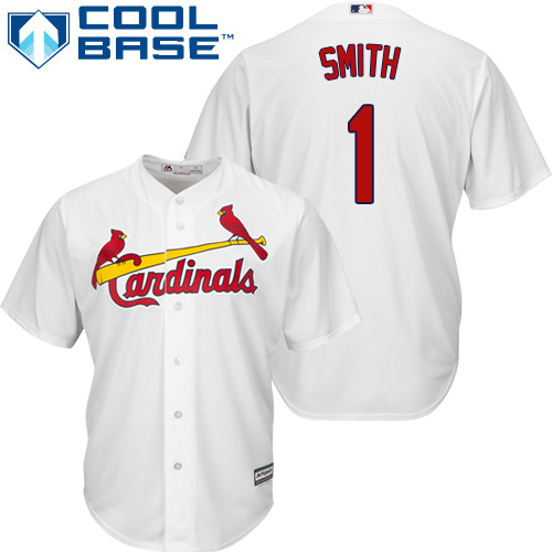 Cardinals #1 Ozzie Smith White Cool Base Stitched Youth MLB Jersey - Click Image to Close