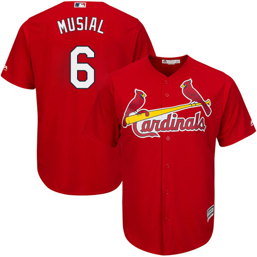 Cardinals #6 Stan Musial Red Cool Base Stitched Youth MLB Jersey - Click Image to Close