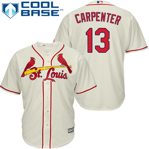 Cardinals #13 Matt Carpenter Cream Cool Base Stitched Youth MLB Jersey - Click Image to Close