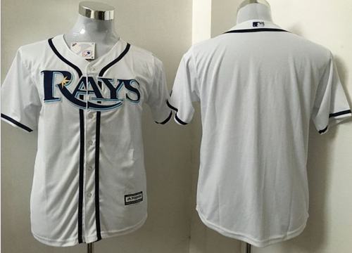 Rays Blank White Cool Base Stitched Youth MLB Jersey