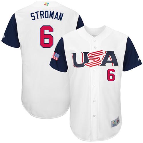 Team USA #6 Marcus Stroman White 2017 World MLB Classic Authentic Stitched Youth MLB Jersey - Click Image to Close