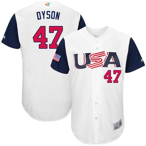 Team USA #47 Sam Dyson White 2017 World MLB Classic Authentic Stitched Youth MLB Jersey - Click Image to Close