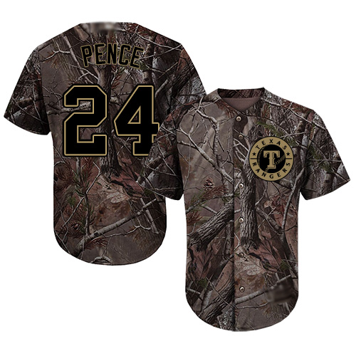 Rangers #24 Hunter Pence Camo Realtree Collection Cool Base Stitched Youth Baseball Jersey