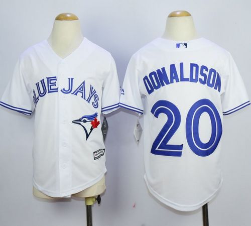 Blue Jays #20 Josh Donaldson White Cool Base Stitched Youth MLB Jersey - Click Image to Close