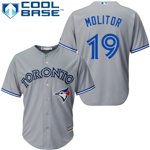 Blue Jays #19 Paul Molitor Grey Cool Base Stitched Youth MLB Jersey