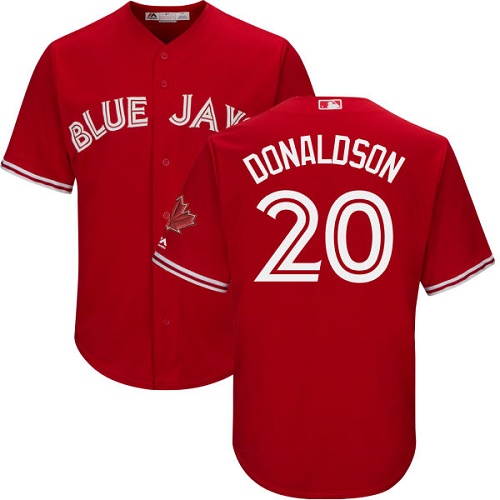 Blue Jays #20 Josh Donaldson Red Cool Base Canada Day Stitched Youth MLB Jersey - Click Image to Close