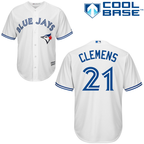 Blue Jays #21 Roger Clemens White Cool Base Stitched Youth MLB Jersey - Click Image to Close