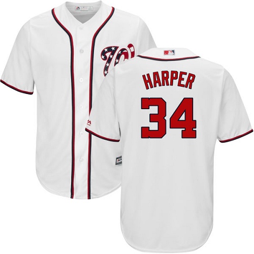 Nationals #34 Bryce Harper White Cool Base Stitched Youth MLB Jersey