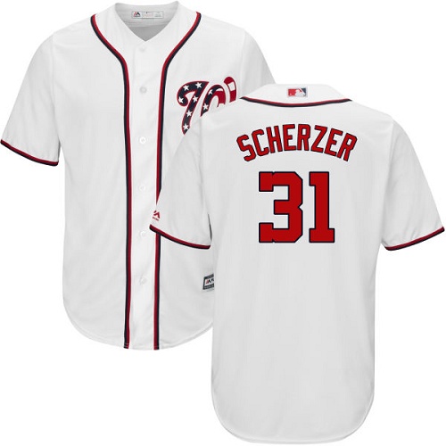 Nationals #31 Max Scherzer White Cool Base Stitched Youth MLB Jersey