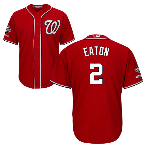 Nationals #2 Adam Eaton Red Cool Base 2019 World Series Champions Stitched Youth Baseball Jersey