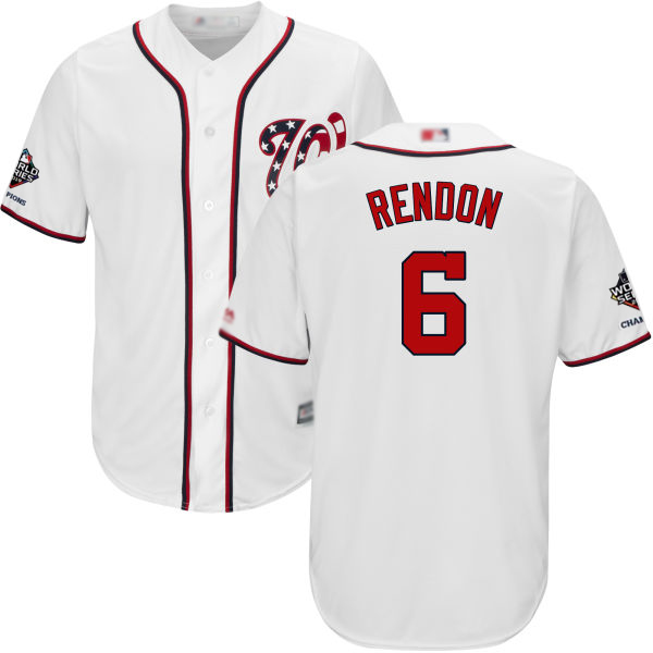 Nationals #6 Anthony Rendon White Cool Base 2019 World Series Champions Stitched Youth Baseball Jersey - Click Image to Close