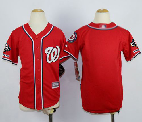 Nationals Blank Red Cool Base 2019 World Series Champions Stitched Youth Baseball Jersey