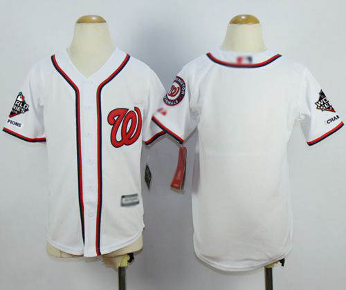 Nationals Blank White Cool Base 2019 World Series Champions Stitched Youth Baseball Jersey - Click Image to Close