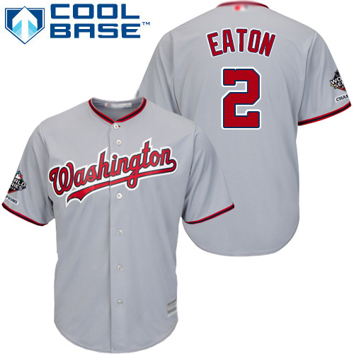 Nationals #2 Adam Eaton Grey Cool Base 2019 World Series Champions Stitched Youth Baseball Jersey