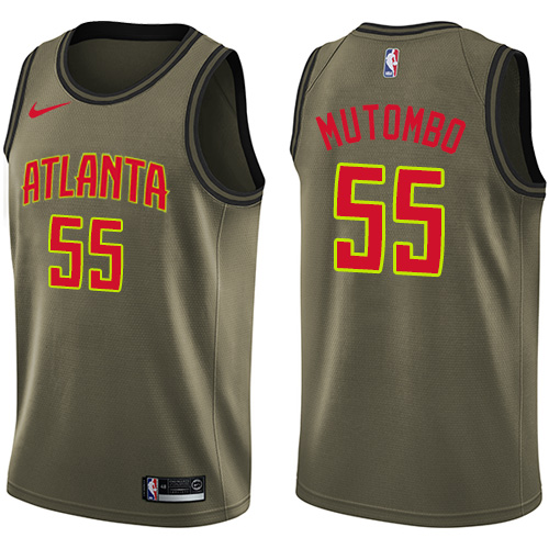 Nike Hawks #55 Dikembe Mutombo Green Salute to Service Youth NBA Swingman Jersey