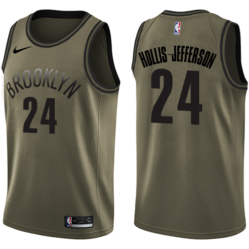 Nike Nets #24 Rondae Hollis-Jefferson Green Salute to Service Youth NBA Swingman Jersey