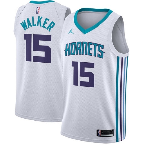 Nike Hornets #15 Kemba Walker White Youth NBA Jordan Swingman Association Edition Jersey