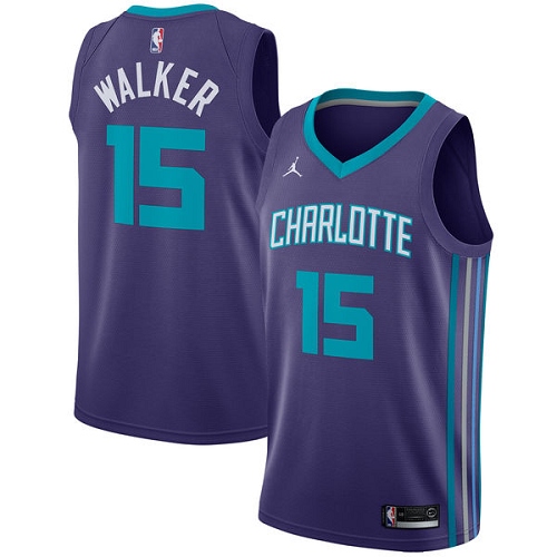 Nike Hornets #15 Kemba Walker Purple Youth NBA Jordan Swingman Statement Edition Jersey