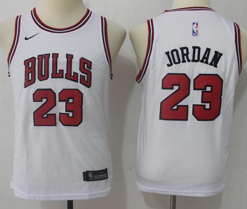 Nike Bulls #23 Michael Jordan White Youth NBA Swingman Association Edition Jersey