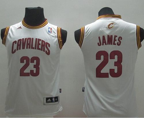 Revolution 30 Cavaliers #23 LeBron James White Stitched Youth NBA Jersey