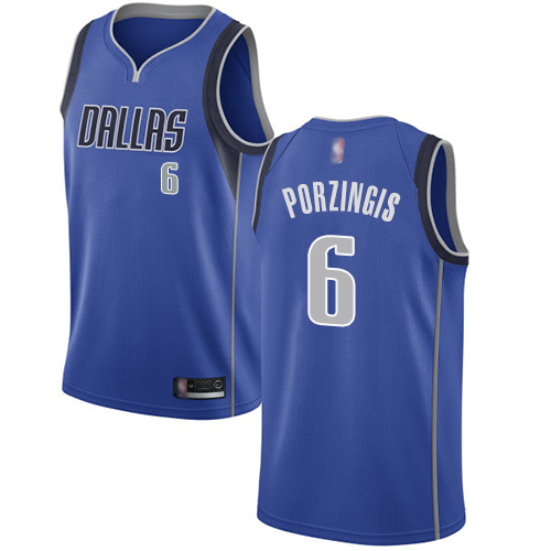 Mavericks #6 Kristaps Porzingis Royal Youth Basketball Swingman Icon Edition Jersey