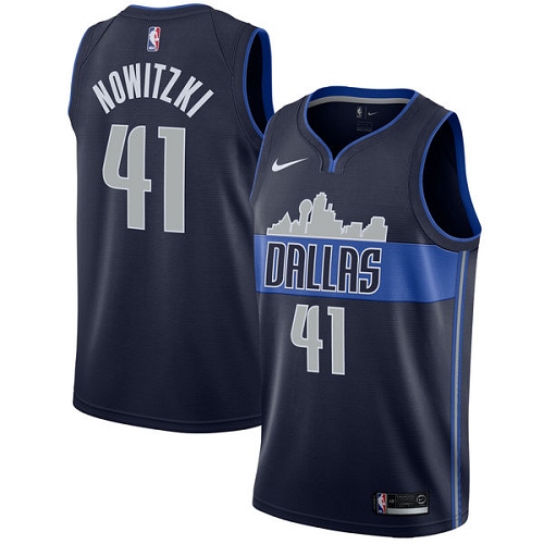 Nike Mavericks #41 Dirk Nowitzki Navy Youth NBA Swingman Statement Edition Jersey