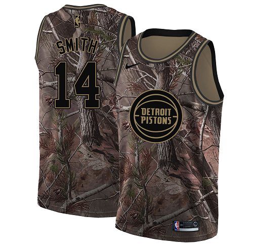 Nike Pistons #14 Ish Smith Camo Youth NBA Swingman Realtree Collection Jersey