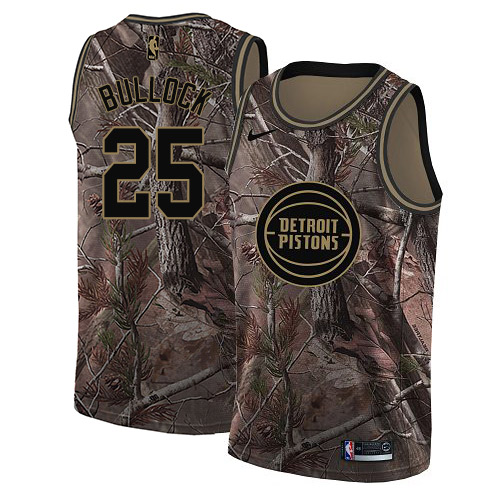 Nike Pistons #25 Reggie Bullock Camo Youth NBA Swingman Realtree Collection Jersey - Click Image to Close