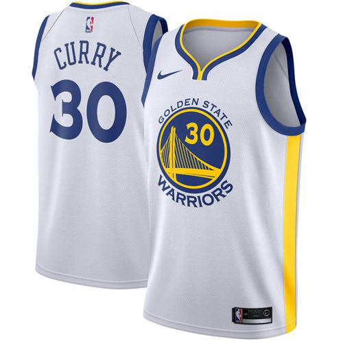 Nike Warriors #30 Stephen Curry White Youth NBA Swingman Association Edition Jersey