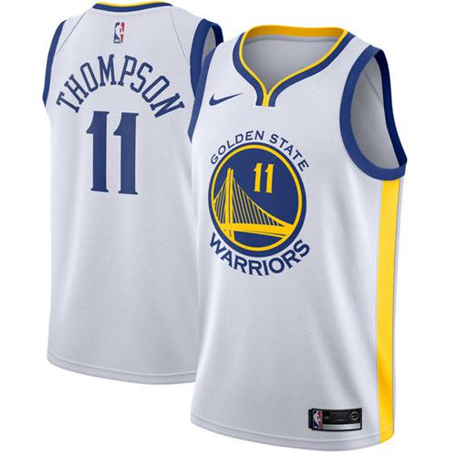 Nike Warriors #11 Klay Thompson White Youth NBA Swingman Association Edition Jersey