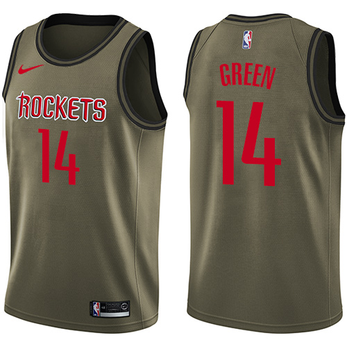 Nike Rockets #14 Gerald Green Green Salute to Service Youth NBA Swingman Jersey - Click Image to Close