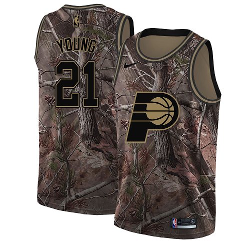 Nike Pacers #21 Thaddeus Young Camo Youth NBA Swingman Realtree Collection Jersey