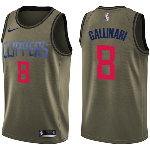 Nike Clippers #8 Danilo Gallinari Green Salute to Service Youth NBA Swingman Jersey