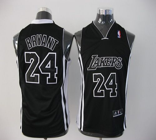 Lakers #24 Kobe Bryant Black Shadow Stitched Youth NBA Jersey - Click Image to Close