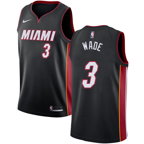 Nike Heat #3 Dwyane Wade Black Youth NBA Swingman Icon Edition Jersey