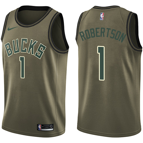 Nike Bucks #1 Oscar Robertson Green Salute to Service Youth NBA Swingman Jersey