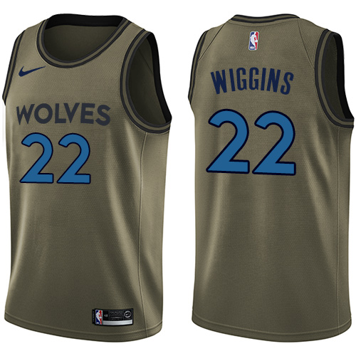 Nike Timberwolves #22 Andrew Wiggins Green Salute to Service Youth NBA Swingman Jersey