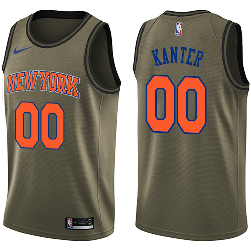 Nike Knicks #0 Enes Kanter Green Salute to Service Youth NBA Swingman Jersey - Click Image to Close